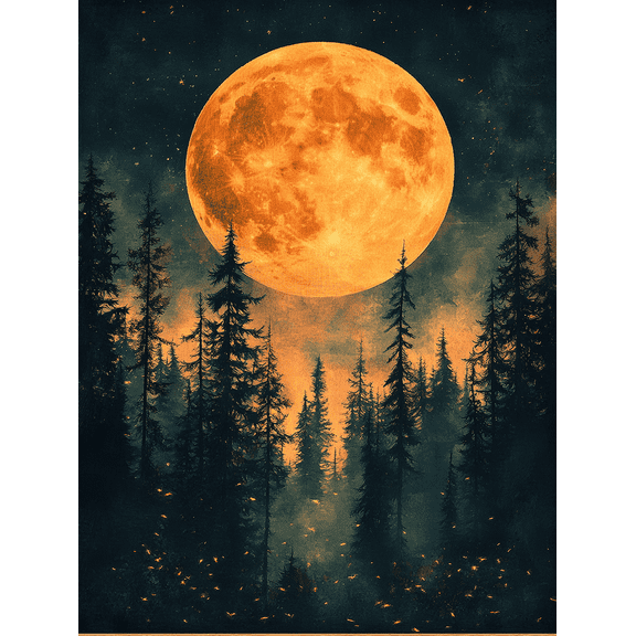 Forest Moon Canvas Art Print/Wall Art Decor，Suitable for Living Room，Bedroom，Bathroom，Office，and Dorm Decor.