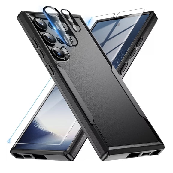 Dteck for Samsung Galaxy S26 Ultra Case, Heavy Duty Full Body Protective Phone Cover   Glass Screen Protector   Camera Lens Cover,Black