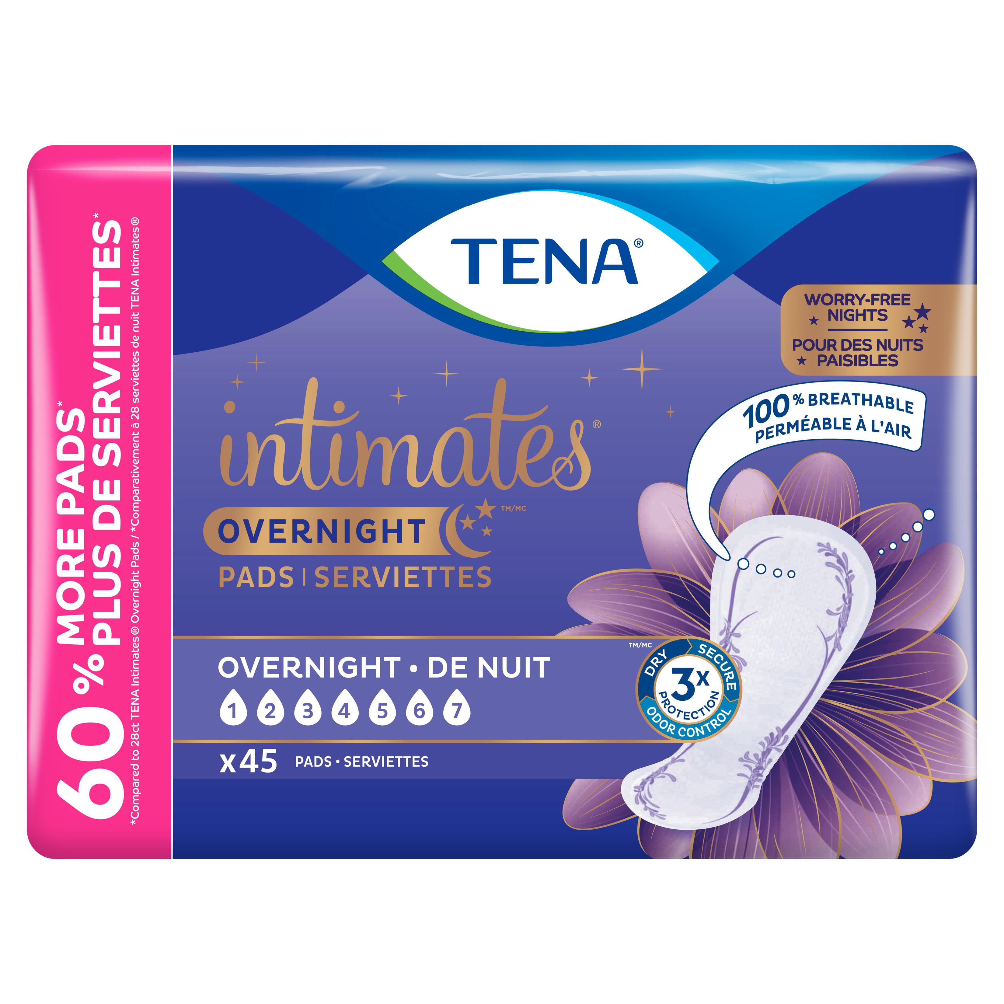Tena Intimates Overnight Pad, 45 Count - Walmart.com - Walmart.com