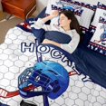 thumbnail image 4 of Manfei Ice Hockey Boy Twin Bedding Sets 7-Piece, Teens Sports Theme Bedding Comforter Set, Geometric Honeycomb Sheet Sets, Ultra Soft Room Decor, 4 of 8