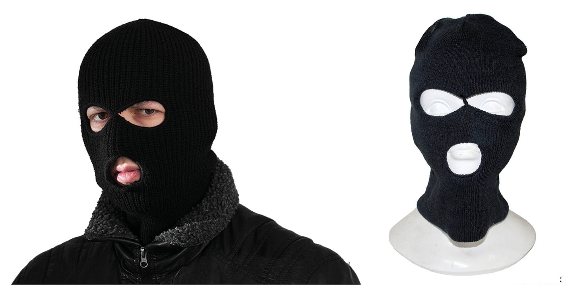 3 Hole Black Ski Mask