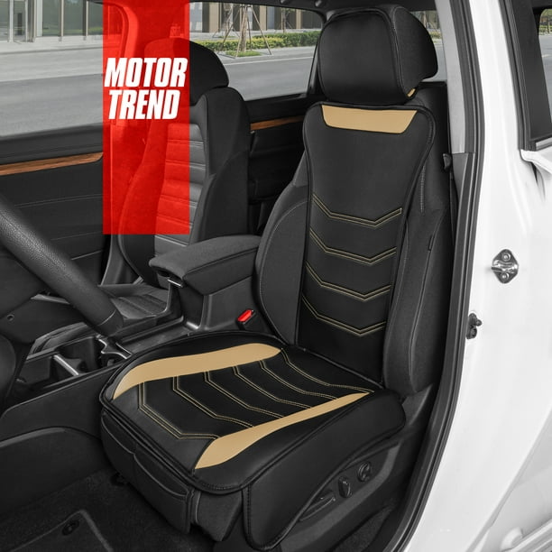 Motor Trend Luxefit Beige Faux Leather Front Seat Cover For Cars Trucks Suv 1 Piece Set Padded Car Protector Com - Motor Trend Sport Faux Leather Car Seat Covers