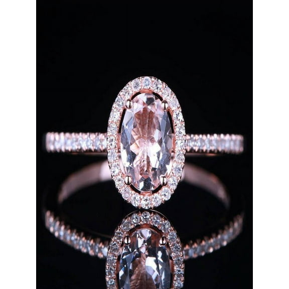 Limited Time Sale 1.50 carat Morganite and Diamond Engagement Ring in 10k Rose Gold for Women