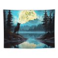 thumbnail image 5 of FANNA Moon Over Ocean Tapestry Wall Hanging, Galaxy Wolf on Mountain Wall Tapestry, 3D Fantasy Watercolor Starry Night Sky Forest Tapestry Wall Art for Bedroom Living Room Dorm Home Decor 40x30in, 5 of 7