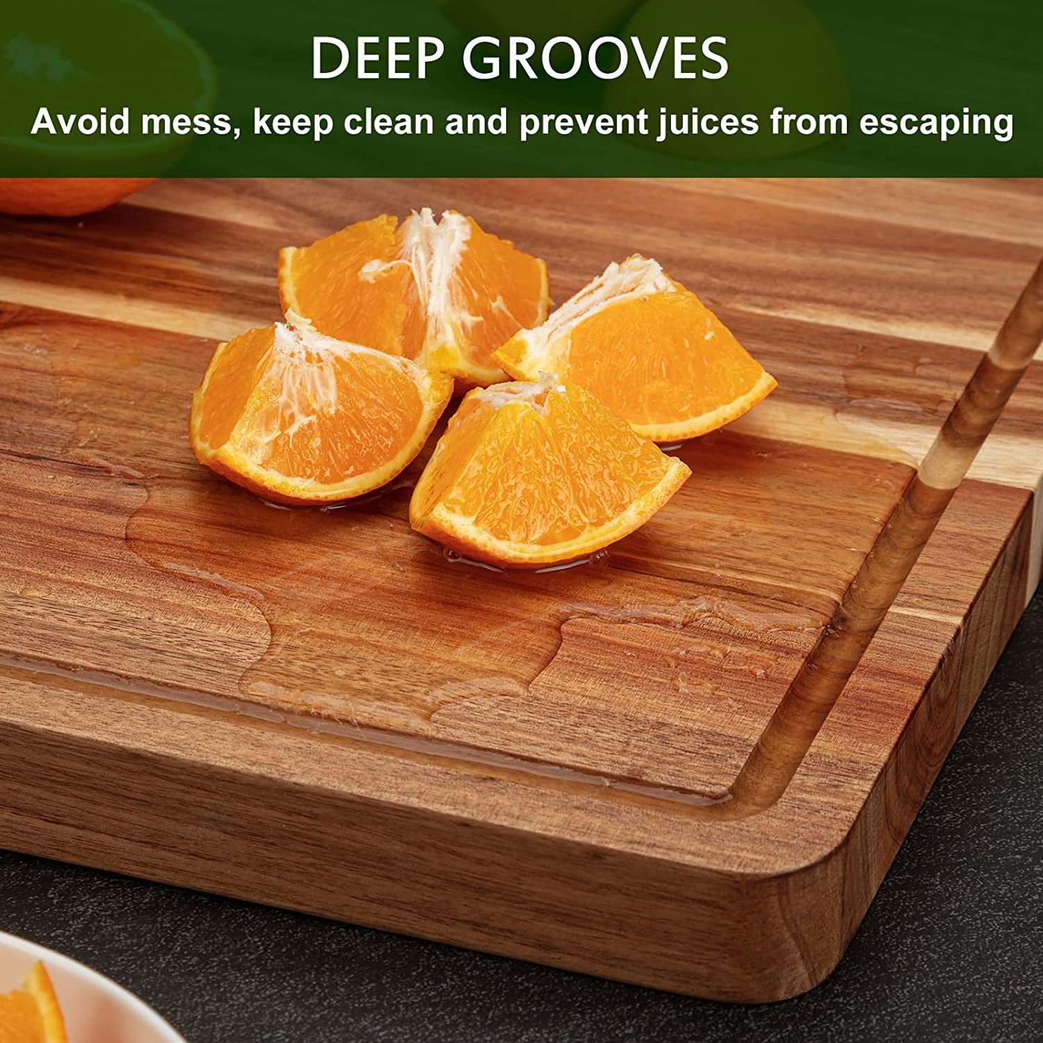 Twister.CK Acacia Wood Cutting Board 24x18 inch, Butcher Block Cutting Board with Handle Juice Groove for Kitchen, Extra Large Charcuterie Boards Chopping Board
