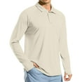 thumbnail image 4 of WTOBBY Men's Casual Golf Shirt with Raglan Long Sleeve, UPF 50+ Protection, and Lightweight Fabric for Comfortable Outdoor Use in Hot Weather ,Beige L, 4 of 7