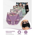 thumbnail image 2 of Women's Underwear Mid Waisted Panties Breathable Full Coverage Printed Comfortable ladies Floral 4 Pack, 2 of 5