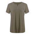 thumbnail image 5 of UPPADA Tshirts Shirts for Women Gym Shirts Women,Ladies Solid Color Cotton Shirts Short Sleeve Shirts V-Neck 2025 Summer Oversized Tops,Workout Shirts Women, 5 of 6