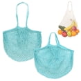 thumbnail image 1 of Uxcell 2-Pack Bolsa de Malla de Algodón, Bolsas de Compras Reutilizables Lavables [Azul-Verde, Asa Larga y Corta], 1 of 1