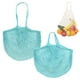 thumbnail image 1 of Uxcell 2-Pack Bolsa de Malla de Algodón, Bolsas de Compras Reutilizables Lavables [Azul-Verde, Asa Larga y Corta], 1 of 1