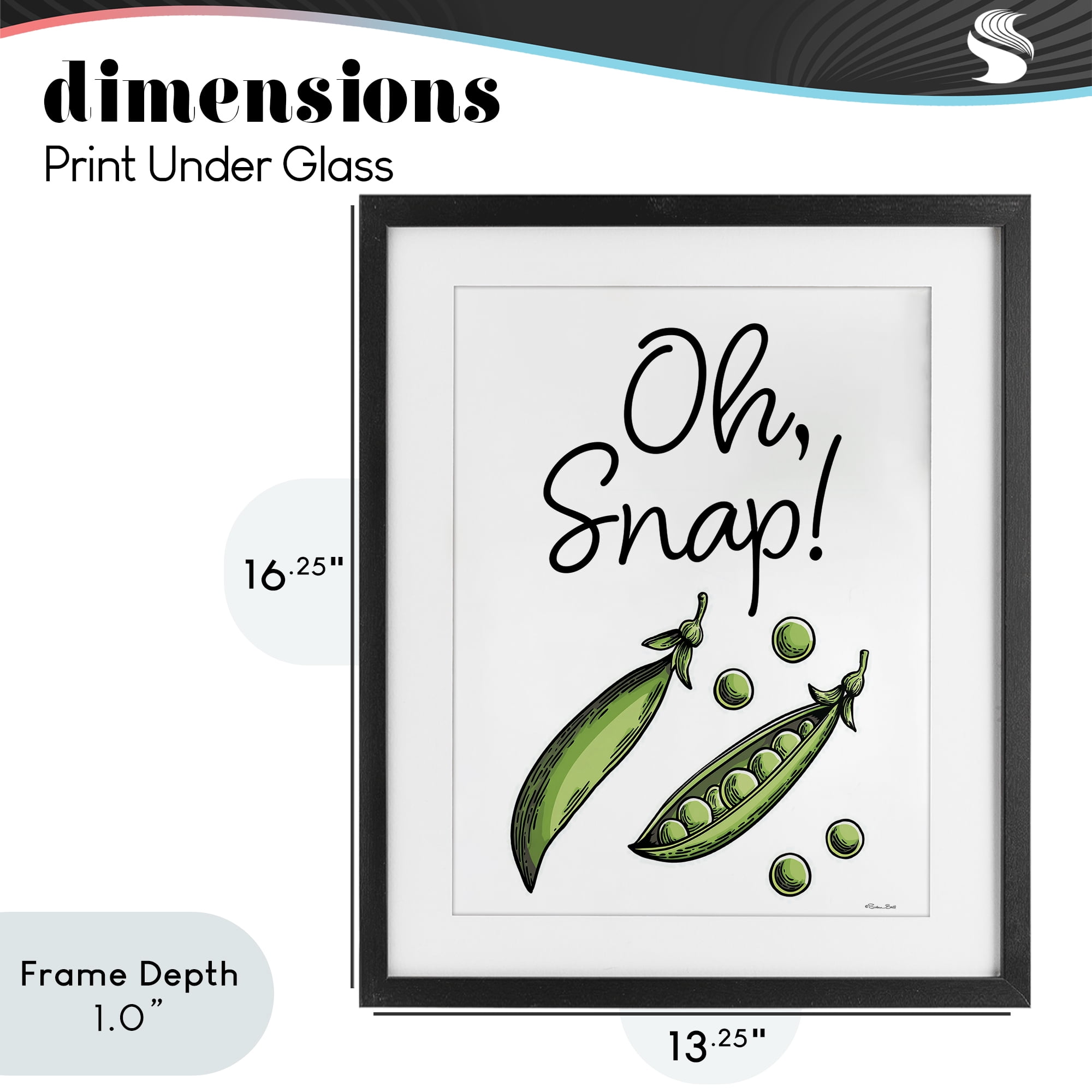 Stupell Industries Oh Snap Peas Black Framed Print Under Glass, design by Susan Ball