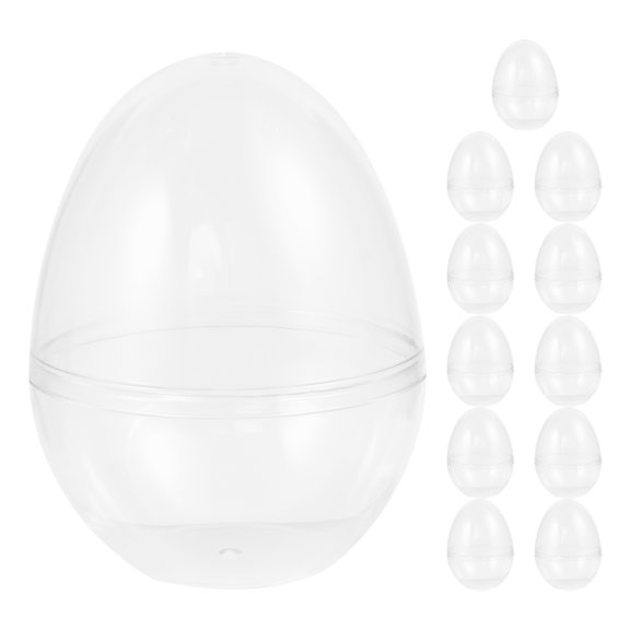 Eease 12pcs Clear Plastic Easter Eggs Transparent Flat Bottom Fillable Ornaments For Candy And Small Present Ideal For Easter Party Decorations