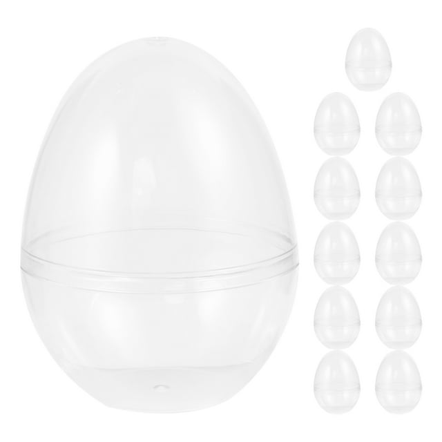 12 huevos de Pascua de plástico transparente rellenables, envases de dulces transparentes, huevos de fondo plano para fiestas de Pascua, regalos pequeños, dulces, recuerdos y decoraciones de fiesta.