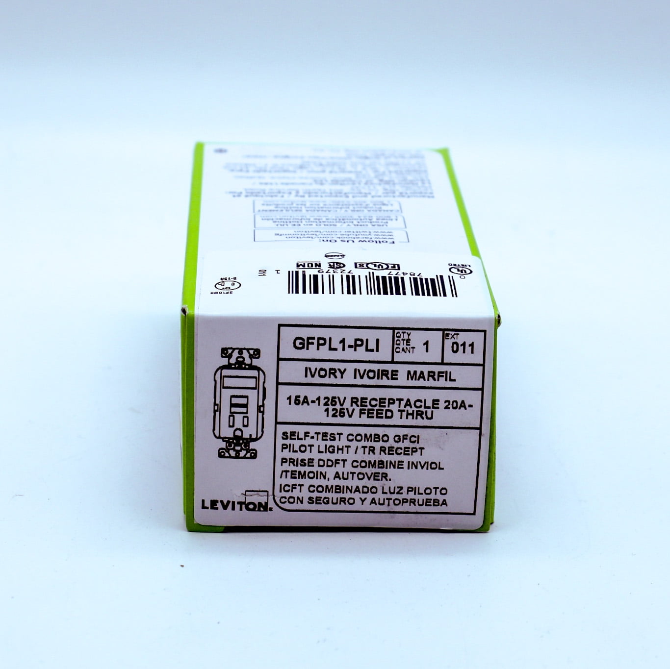 Leviton GFPL1-PLI 15Amp 125V Smartlock Pro CGCI Single Receptacle Outlet