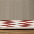 thumbnail image 3 of Shapes Turkish Area Rug, Chevron Pattern Classic Geometrical Horizontal Zig Zag Stripes Retro Artwork, Soft Carpet for Living Room Decor with Distressed Look, 4' X 5.7', Red Ivory, by Ambesonne, 3 of 4