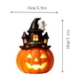 thumbnail image 2 of Linterna con forma de calabaza de resina iluminada con luz LED cálida – Adorno de castillo espeluznante con fantasma, murciélagos y calavera para decoración de mesa de Halloween, 2 of 6