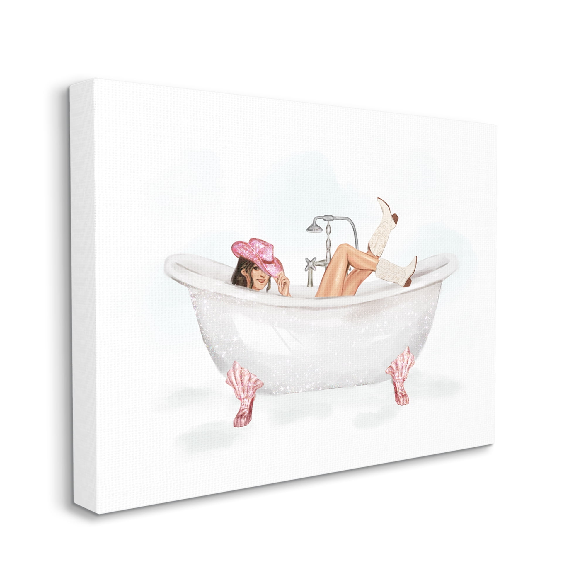 Stupell Industries Glam Cowgirl in Tub Typography Painting Gallery Wrapped Canvas Art Print Wall Art, 40 x 30