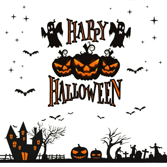Halloween Wall Sticker DIY Static Bat Wall Decal Ghost Wall Sticker Window Cling