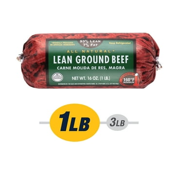 93% Lean / 7% Fat Lean Ground Beef, 1 lb Roll, Fresh, All Natural*