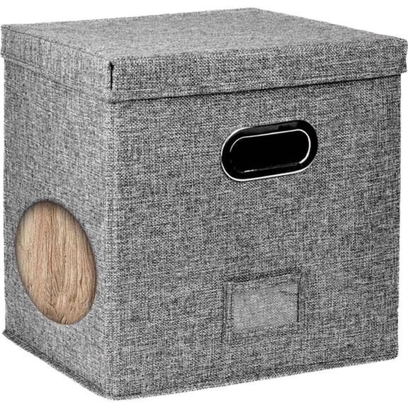 Vjnyvs Vinyl Record Storage Box Decorative LP Storage Organizer Crate with Lid, Sturdy Moving Boxes for Vinyl Organize Album