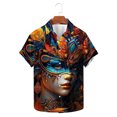 thumbnail image 5 of JURANMO Holiday Sales Men's Tropical Shirts Funny Carnival Printed T-Shirts Casual Short Sleeve Button Up Vacation Summer Top Multicolor S, 5 of 6