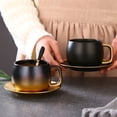 thumbnail image 4 of Taza de café de lujo ligera, tazas de cerámica de té de la tarde for el hogar, mate, Retro, de lujo, exquisitas, 4 of 8