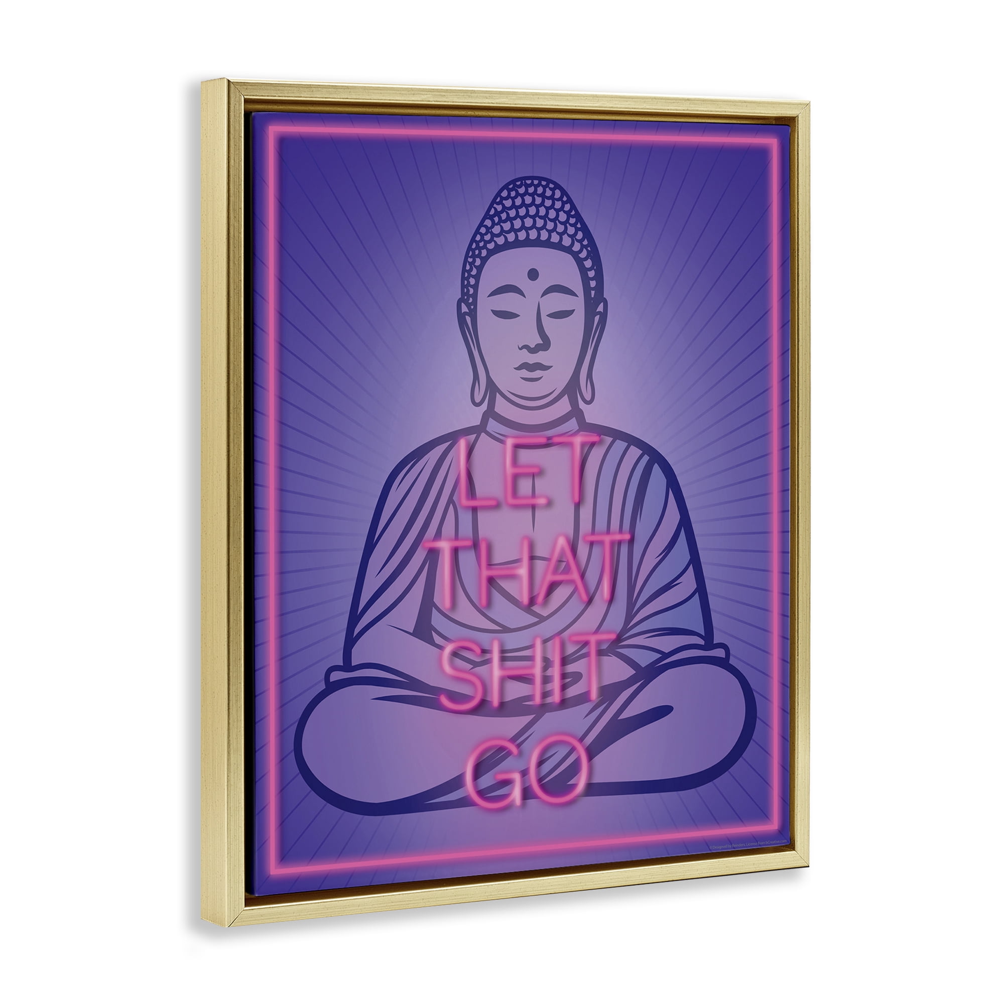Stupell Industries Let That Sh*t Go Meditation Novelty & Humor Painting Gold Floater Framed Canvas Art Print Wall Art, 25 x 31