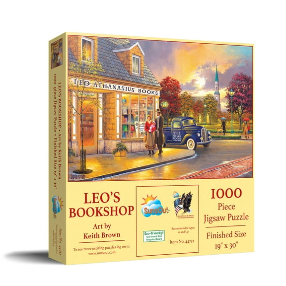SUNSOUT INC - Leo's Bookshop - 1000 pc Jigsaw Puzzle by Artist: Keith Brown - Finished Size 19" x 30" - MPN# 44732
