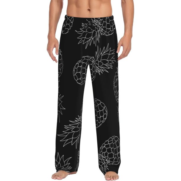 Balery White Pineapples Pantalones de pijama para hombre, pijama ultraligero, pantalón de descanso-3X-Large