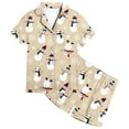 thumbnail image 6 of PIOMLL Girls Christmas Pajamas Set Kids' Classic Print Button Down Collar Short Sleeve Top & Shorts Light Pink Fall Home Set 12-13 Years, 6 of 6