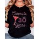 thumbnail image 1 of Women's T-shirt, "Diamond Wine Glass Pink 30" print, retro minimalist fashion, round neck, casual comfort, sports short-sleeved T-shirt, 1 of 7