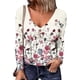 thumbnail image 4 of Camiseta de manga larga con cuello en V y estampado informal a la moda para mujer Fridja bvmnju4361, 4 of 6