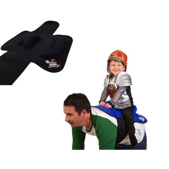Pony Up Daddy - Neoprene Parent Saddle with Easy Close Strap - Features Padded Seat and Grab Handle for Safe and Comfortable Play Pony Rides - Fits Up to 50" Chest Size - Bandit Black