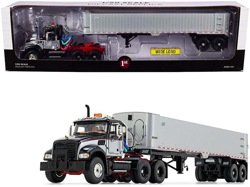 BLACK TARP DCP 1/64 SCALE EAST END DUMP TRAILER WITH SILVER SIDES SILVER FRAME 
