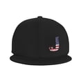 thumbnail image 2 of DouZhe Flat Brim Cap Snapback Hat, Letter J America Usa Flag Prints Adjustable Black Adult Baseball Cap, 2 of 7