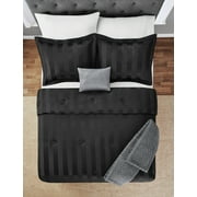 Mainstays Rich Black Damask Stripe 5-Piece Comforter Set, King