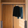 thumbnail image 1 of Barra de armario abatible con riel elevador, ancho ajustable para colgar ropa, organizador de almacenamiento ergonómico de aleación de aluminio Negro, 1 of 8