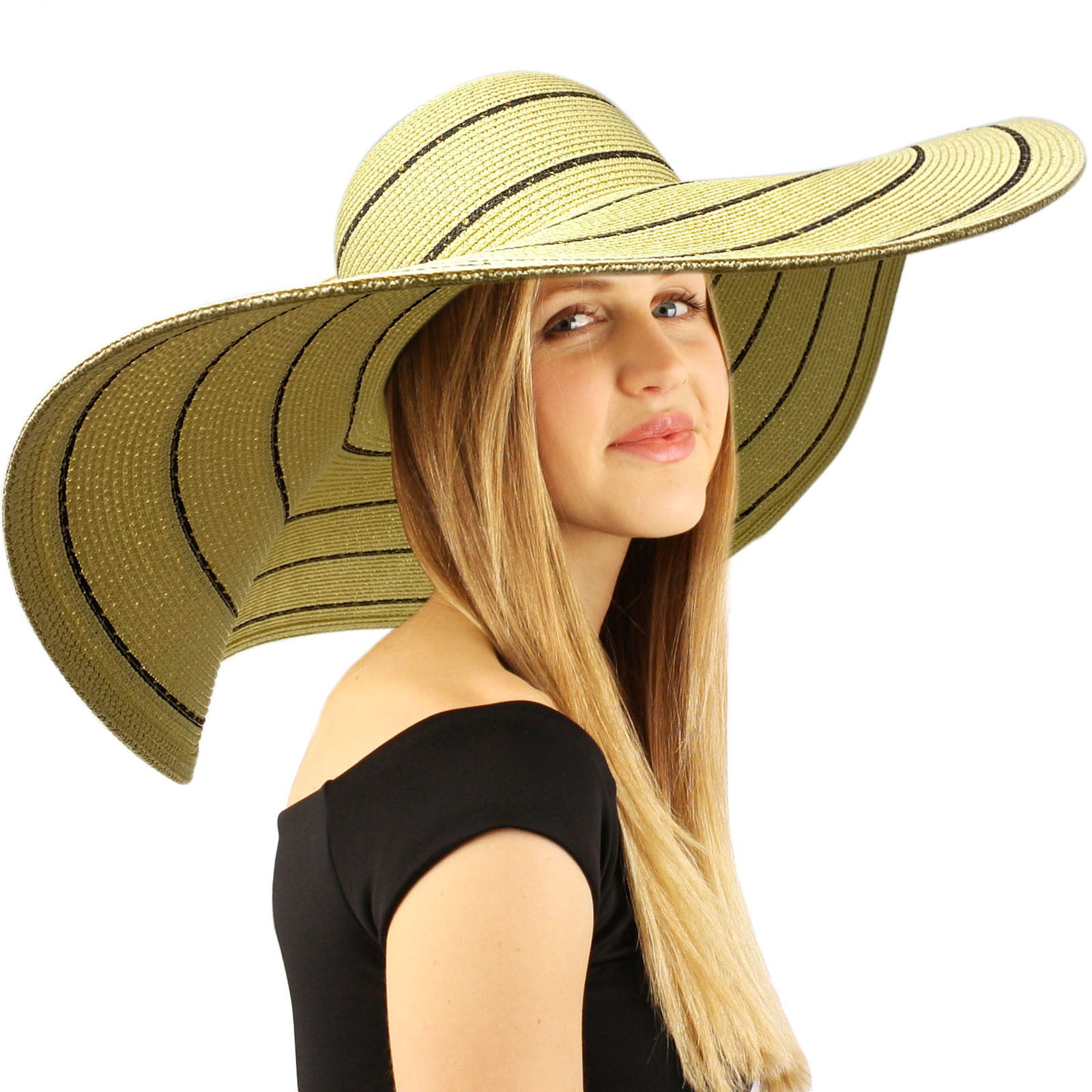 Sowift Women Sun Hats Floppy Summer Sun Beach Straw Hat UPF50 Foldable with Bowknot 