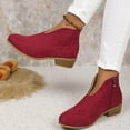 thumbnail image 7 of BLTIBY 2025 Womens Ankle Boots Solid Color Pointed Toe Chunky Stacked Mid Heel V Booties Fashion Elegant Shoes Red 42, 7 of 7