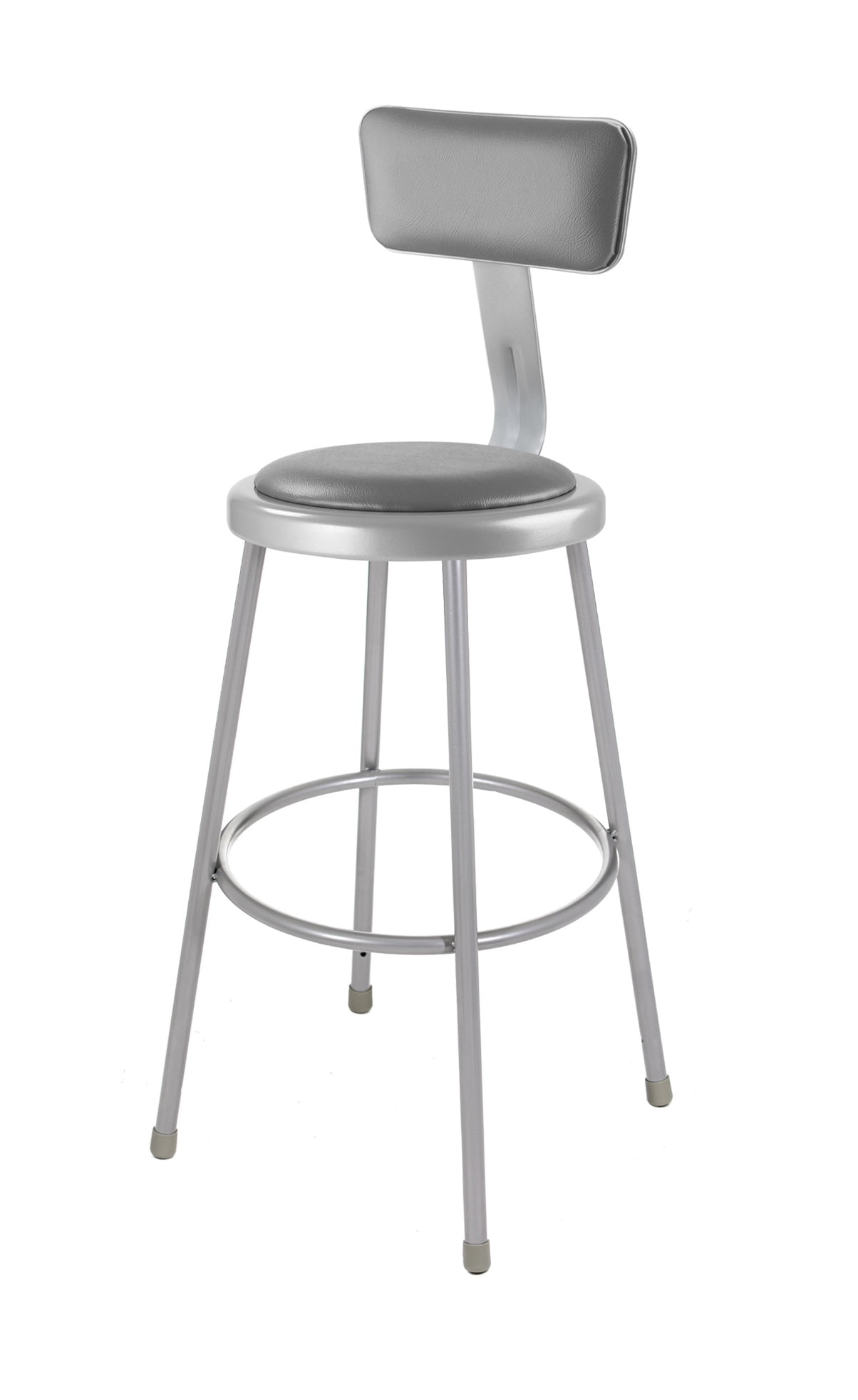 Hampden Furnishings Otto Collection 30" Vinyl Padded Stool With Backrest, Grey, Pack of 2