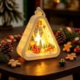thumbnail image 4 of Christmas Hanging Night Light – Triangular LED Lamp with Tree, Santa & Snowman Pattern, Warm White Glow, Battery Operated Desktop Decor for Xmas Home, 4 of 7