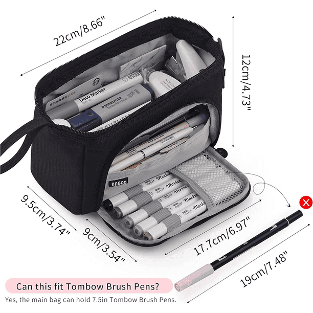 Estuche para lápices de gran capacidad, estuche para bolígrafos de mano, cosmético, regalo portátil para oficina, escuela, adolescente, niña, niño, hombre, mujer, adulto (verde) negro