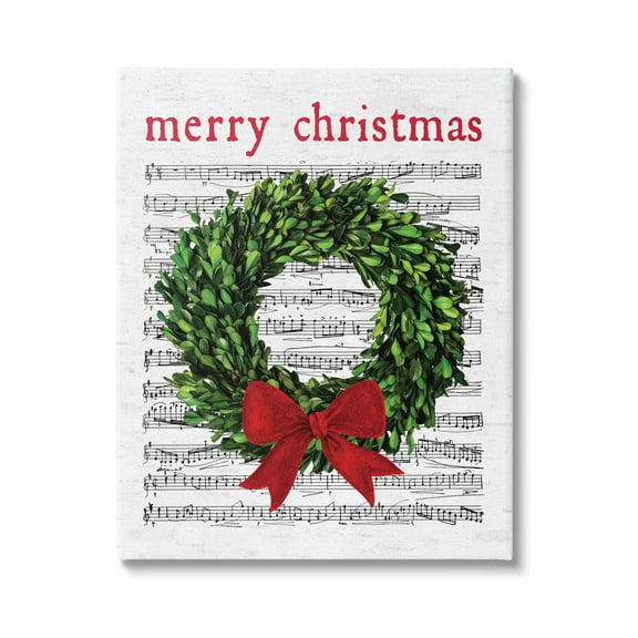 Stupell Industries Merry Christmas Song Wreath Graphic Art Gallery Wrapped Canvas Print Wall Art, Design by Lettered and Lined