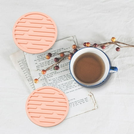 

Kitchen Drink Silicone Coaster Food Grade Material Lightweight Coaster Tabletop Protection for Table Type Wood Soapstone
