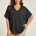thumbnail image 5 of fatyb Womens Short Sleeve Hoodies V Neck Drawstring Pullover Tops Lightweight Summer Shirts with Hood, 5 of 7