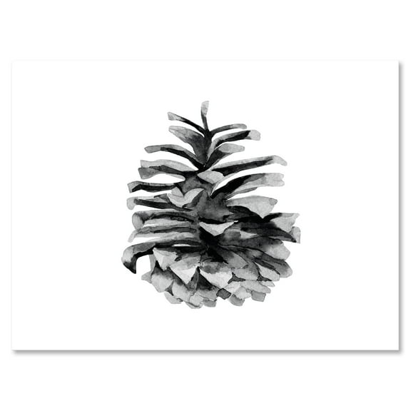 Designart ' Conifer Cone Black and White ' Traditional Canvas Wall Art Print