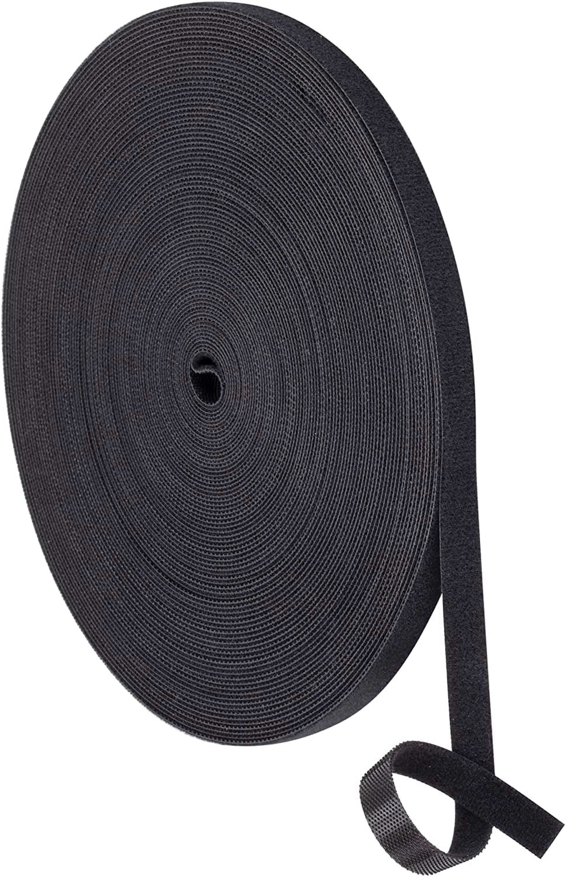 FEFEFW-1/2 inch Reusable Fastening Tape Cable Ties Double-Sided Hook-and-Loop Cable Management Tape (Black 25 Yards)
