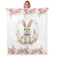 thumbnail image 1 of Erosebridal Floral Rose Fleece Blanket 40x50,Easter Rabbit Eggs Sherpa Throw,Flower Decoration, 1 of 6