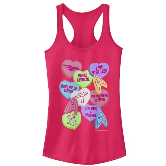 Junior's Star Trek Valentine's Starfleet Candy Hearts  Racerback Tank Top Dark Pink 2X Large