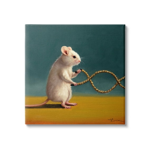 Stupell Industries Focused Exercising Mouse Animals & Insects Painting Gallery Wrapped Canvas Art Print Wall Art, 17 x 17
